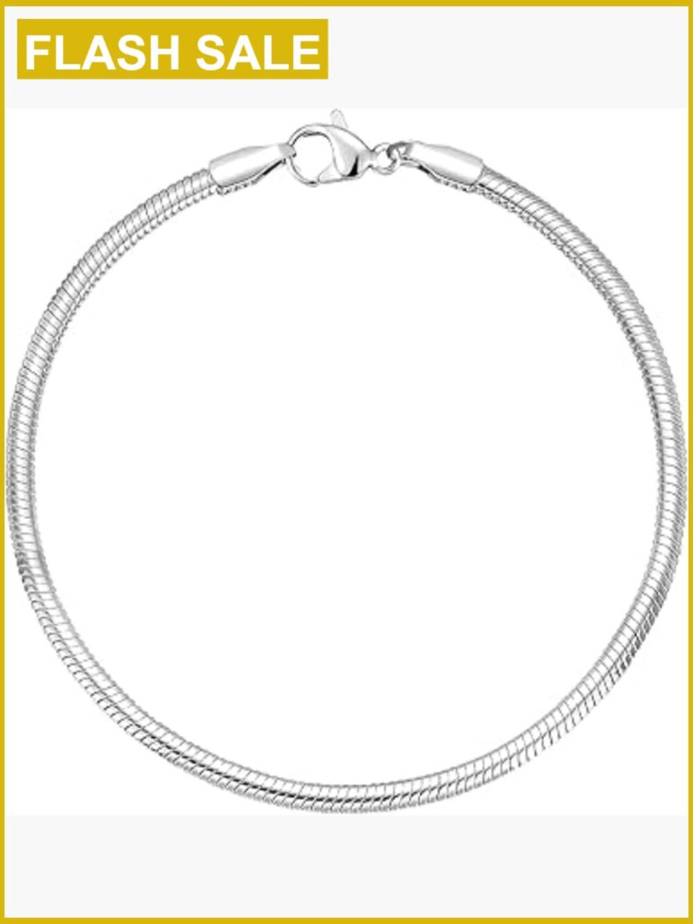 925 Sterling Silver Plated Snake Chain Charm Bracelet Lobster Clasp 3mm